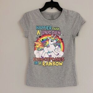 Girls T-shirt, “Happier Than A Unicorn Eating Cupcake’s On A Rainbow”.